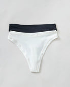 Ivory/Black $|& Montelle Bodybliss Thong 2 Pack - Hanger Detail