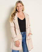 Taupe Plaid $|& OneWorld Light Weight Sweater Coatigan - SOF Front