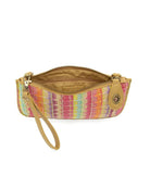 Bright Multi $|& Joy Susan Stripe Straw Mini Wristlet - Hanger Back