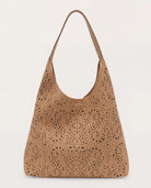 Tan $|& Joy Susan Laser Cut Eyelet Hobo - Hanger Detail