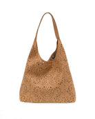 Tan $|& Joy Susan Laser Cut Eyelet Hobo - VOF Detail