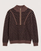 Walnut Stripe $|& Interval Influence Quarter Zip Sweater - Hanger Detail