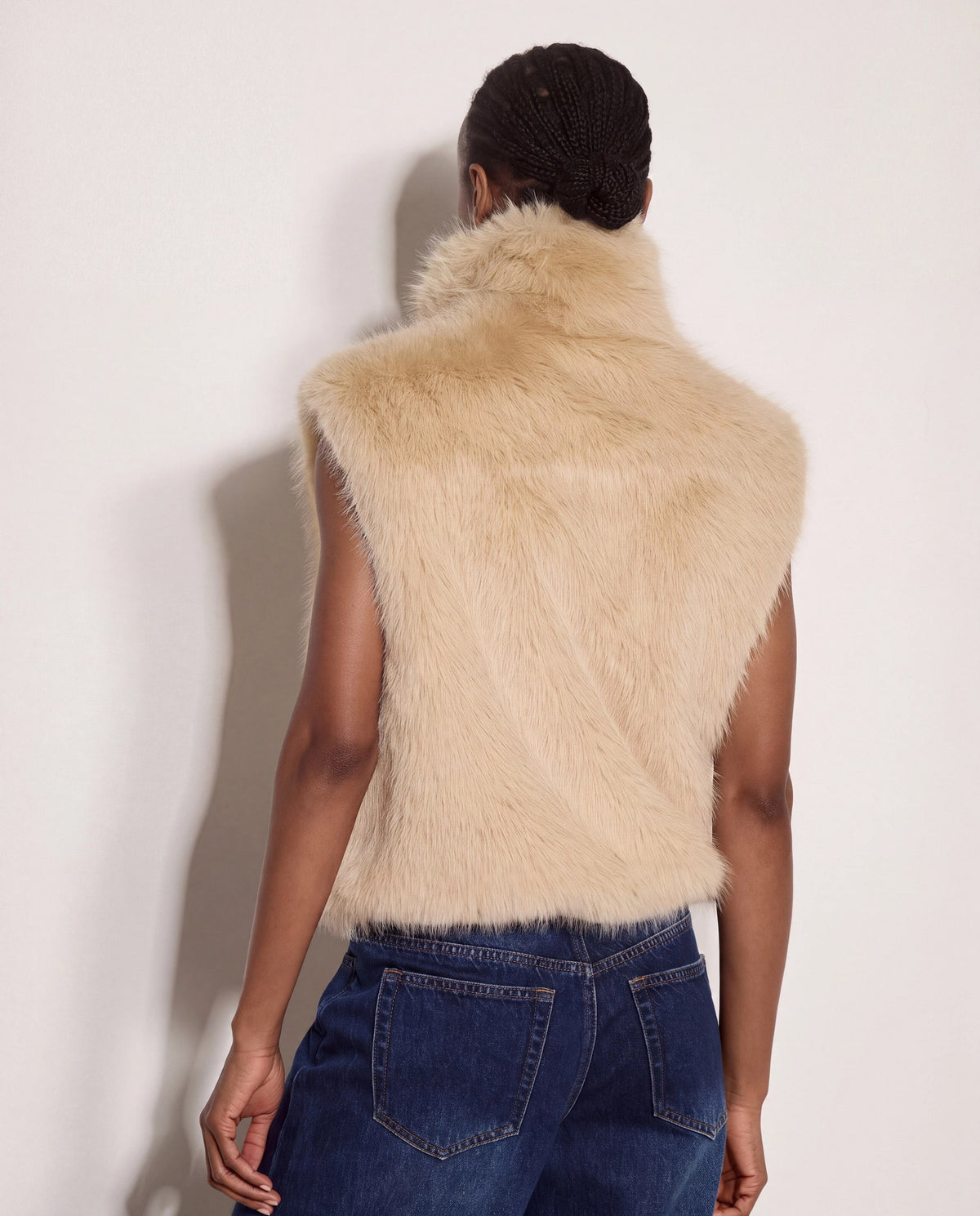 Stone $|& Apricot Faux Fur Vest - Hanger Side