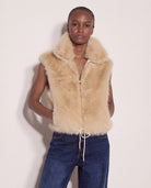Stone $|& Apricot Faux Fur Vest - VOF Detail
