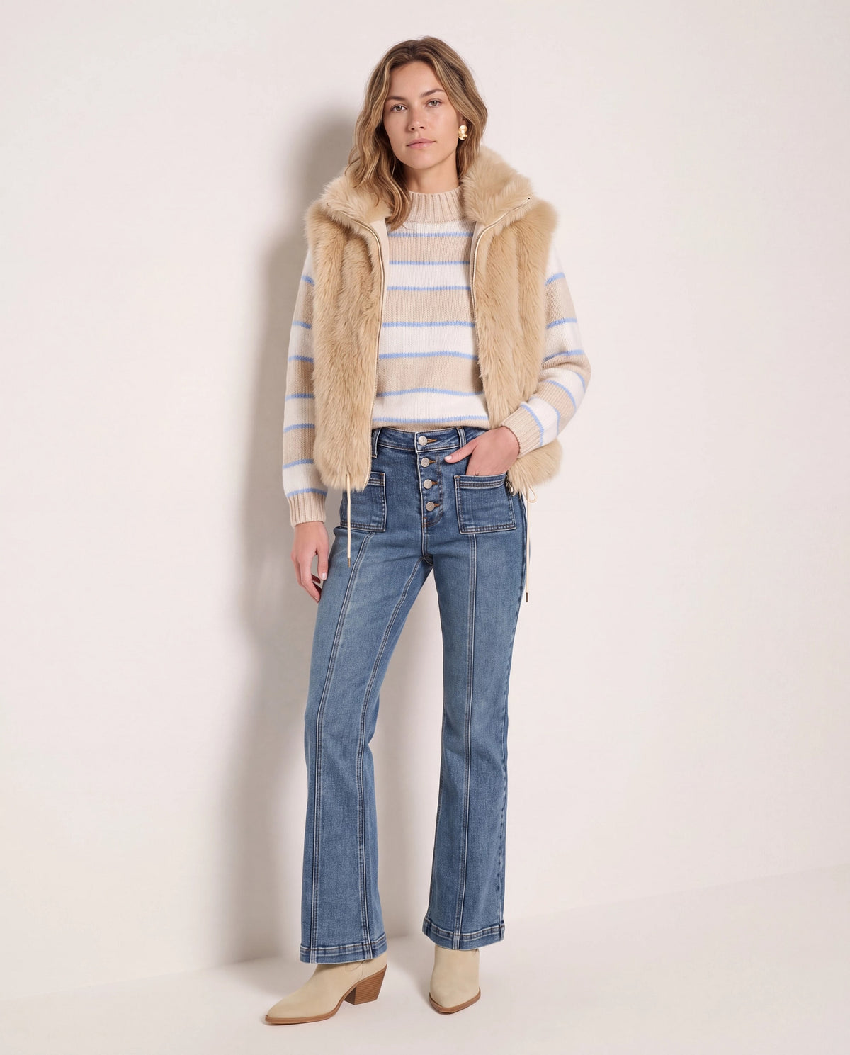 Stone $|& Apricot Faux Fur Vest - UGC On Fig
