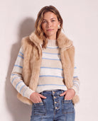 Stone $|& Apricot Faux Fur Vest - SOF Front