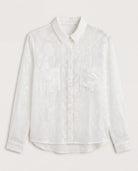 White Floral $|& West Kei Floral Jacquard Woven Long Sleeve Blouse - Hanger Detail