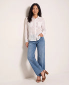 White Floral $|& West Kei Floral Jacquard Woven Long Sleeve Blouse - UGC On Fig