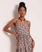 Black Floral $|& SEAS Isabella Tiered Dress - SOF Front