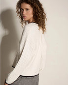White $|& Apricot Oversized V-Neck Cable Pullover - Hanger Side