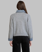 Lt Grey/ Denim $|& DEX Denim Trim Sweater Top - Hanger Side