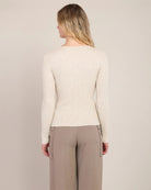 Cream Heather $|& Room 34 Ribbed Sweater Knit Top - Hanger Side
