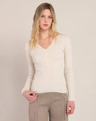 Cream Heather $|& Room 34 Ribbed Sweater Knit Top - VOF Detail