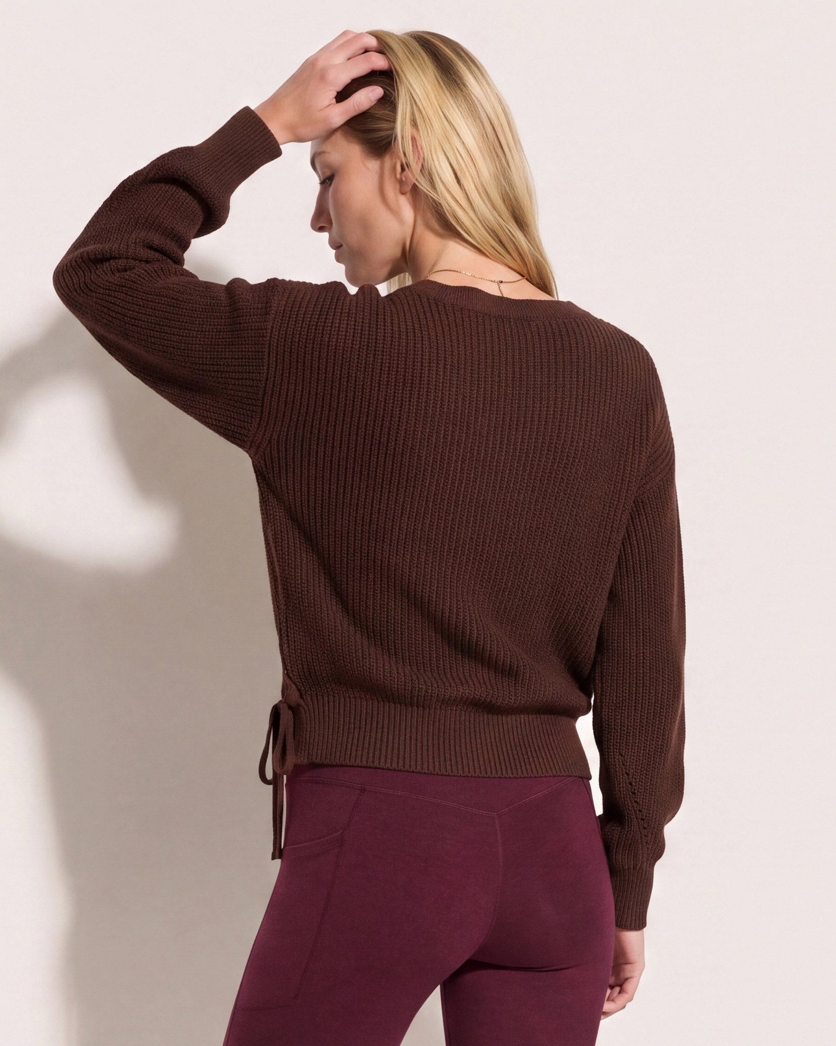Walnut $|& Interval Surplice Wrap Sweater - SOF Back