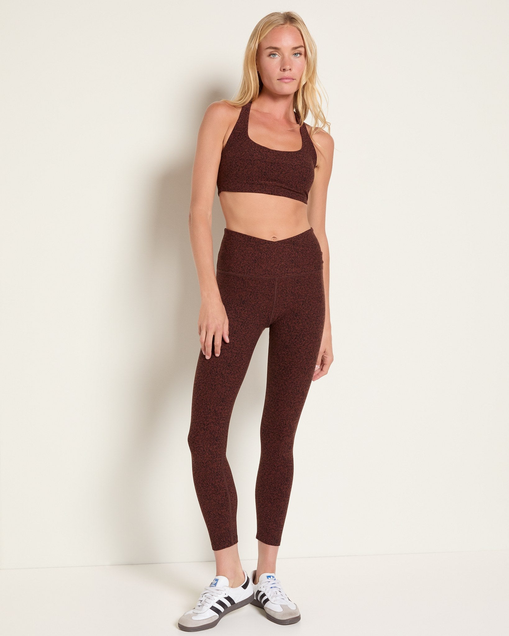 Walnut Leopard Heather $|& Interval FlowHeather Sculpt Crossover Leggings - UGC On Fig