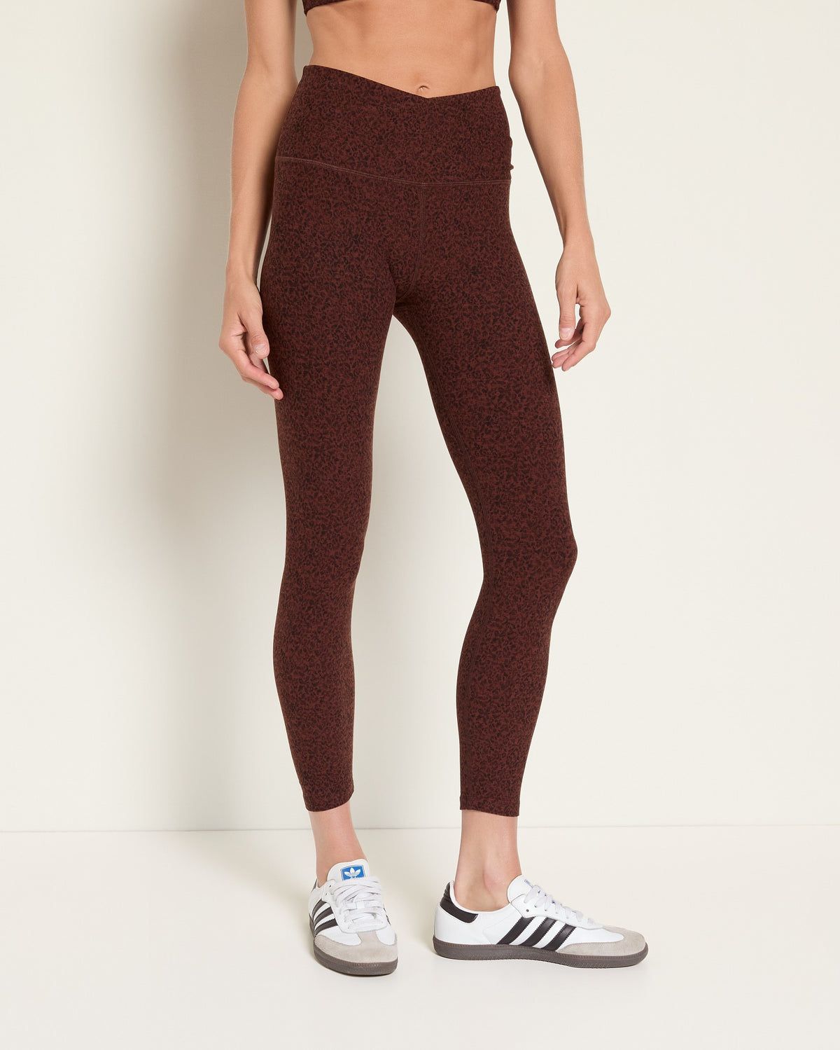 Walnut Leopard Heather $|& Interval FlowHeather Sculpt Crossover Leggings - SOF Front