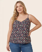 Light Navy $|& Staccato Floral Jersey Tank - VOF Detail