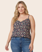 Light Navy $|& Staccato Floral Jersey Tank - VOF Detail