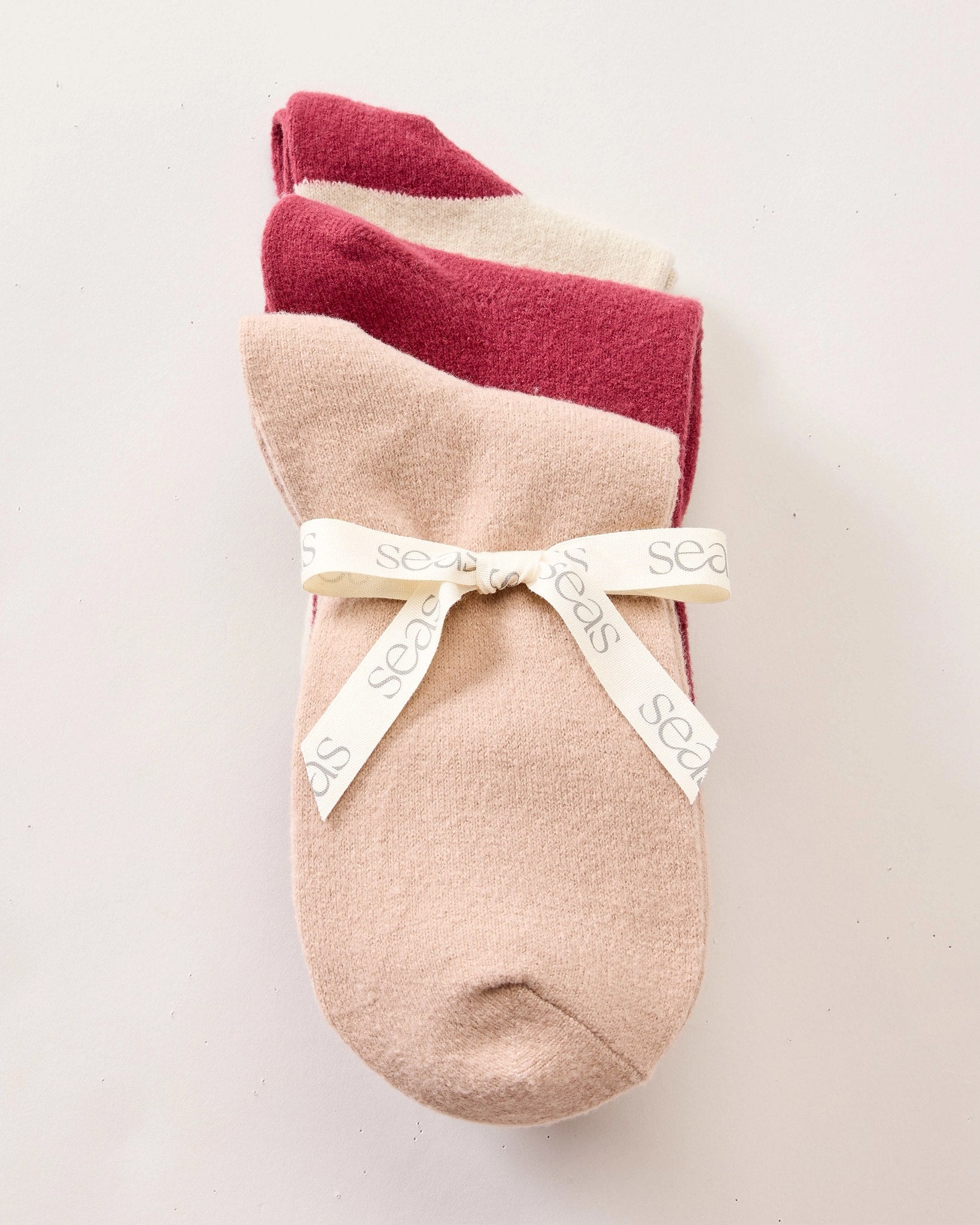 Burgundy Multi $|& SEAS 3 Pack Cozy Boot Sock
