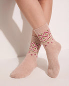 Burgundy Multi $|& SEAS 3 Pack Cozy Boot Sock - SOF Back