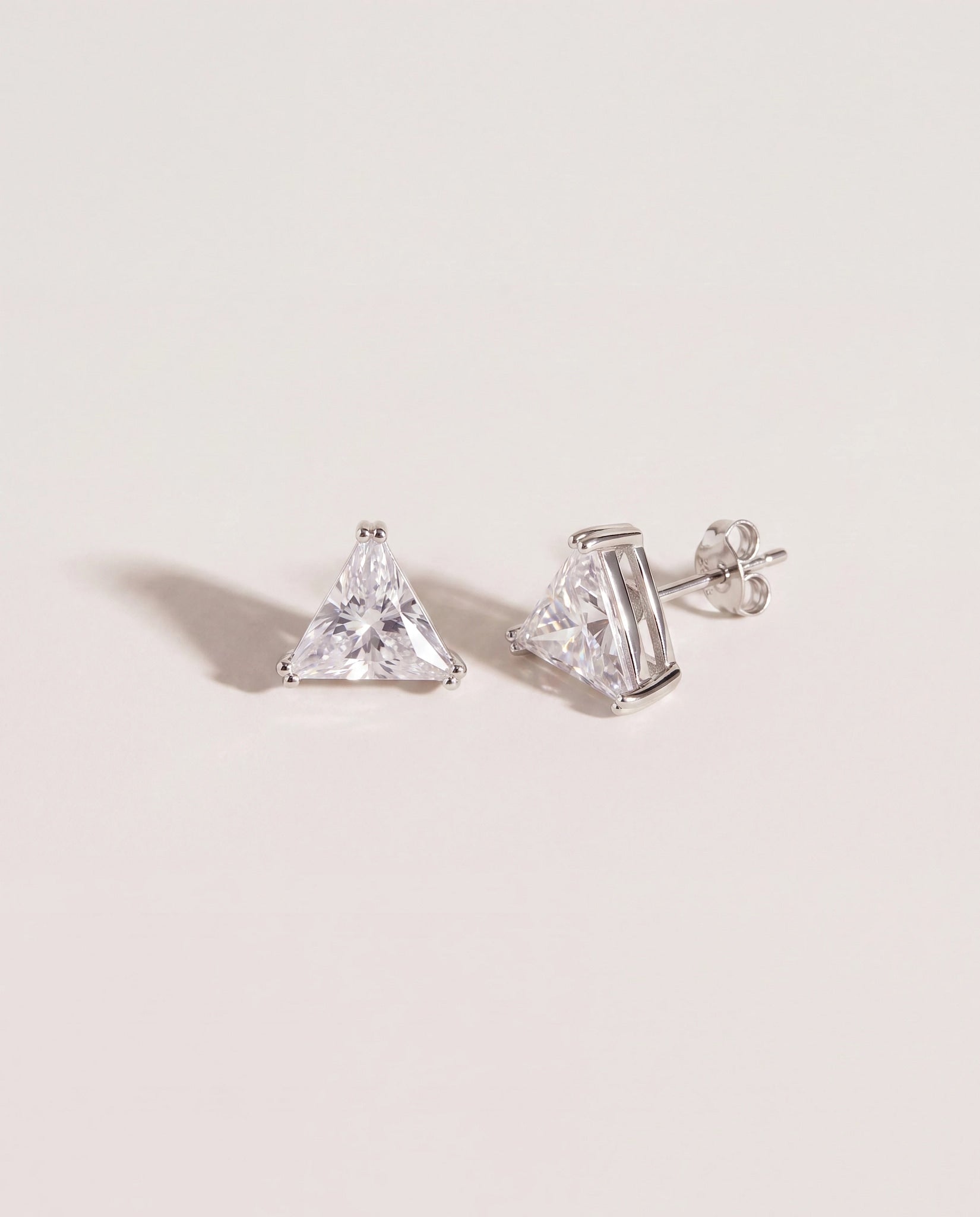 Platinum $|& SEAS Triangle Stud Earrings - VOF Front