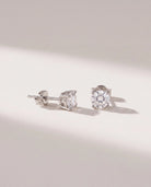 Platinum $|& SEAS Petite Platinum Studded Earrings - VOF Front
