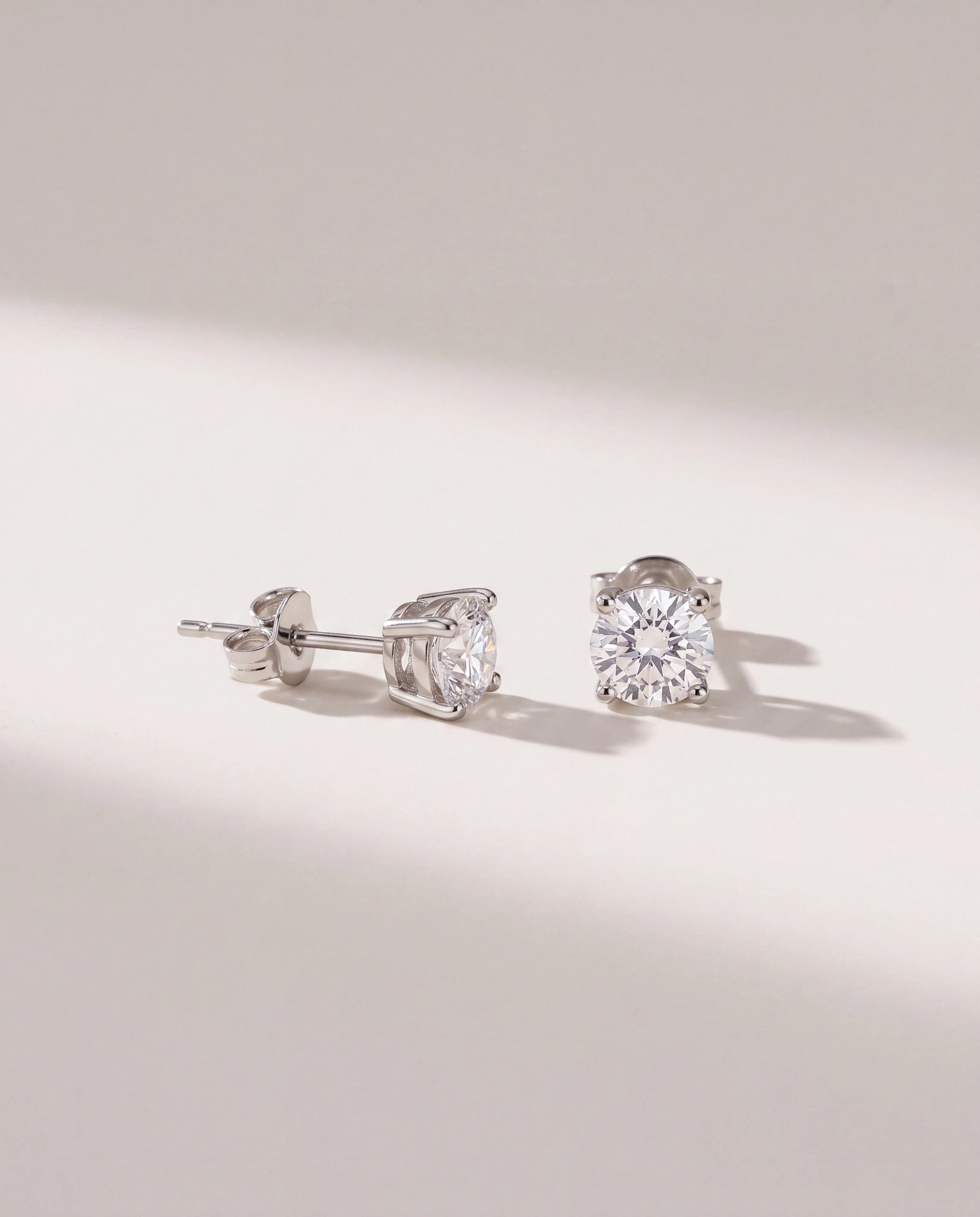Platinum $|& SEAS Petite Platinum Studded Earrings - VOF Front
