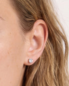 Platinum $|& SEAS Petite Platinum Studded Earrings - SOF Full Front
