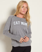 Heather Grey $|& Interval Cat Mom Graphic Sweatshirt - SOF Front