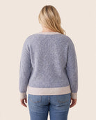 Indigo $|& Staccato Color Mixed Ribbed Crew Neck Pullover Sweater - Hanger Side