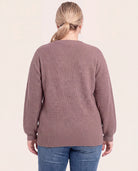 Mocha $|& Staccato Textured Crew Neck Balloon Sleeve Pullover Sweater - Hanger Side