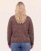Brown $|& Staccato Crew Neck Button Down Cardigan - Hanger Side
