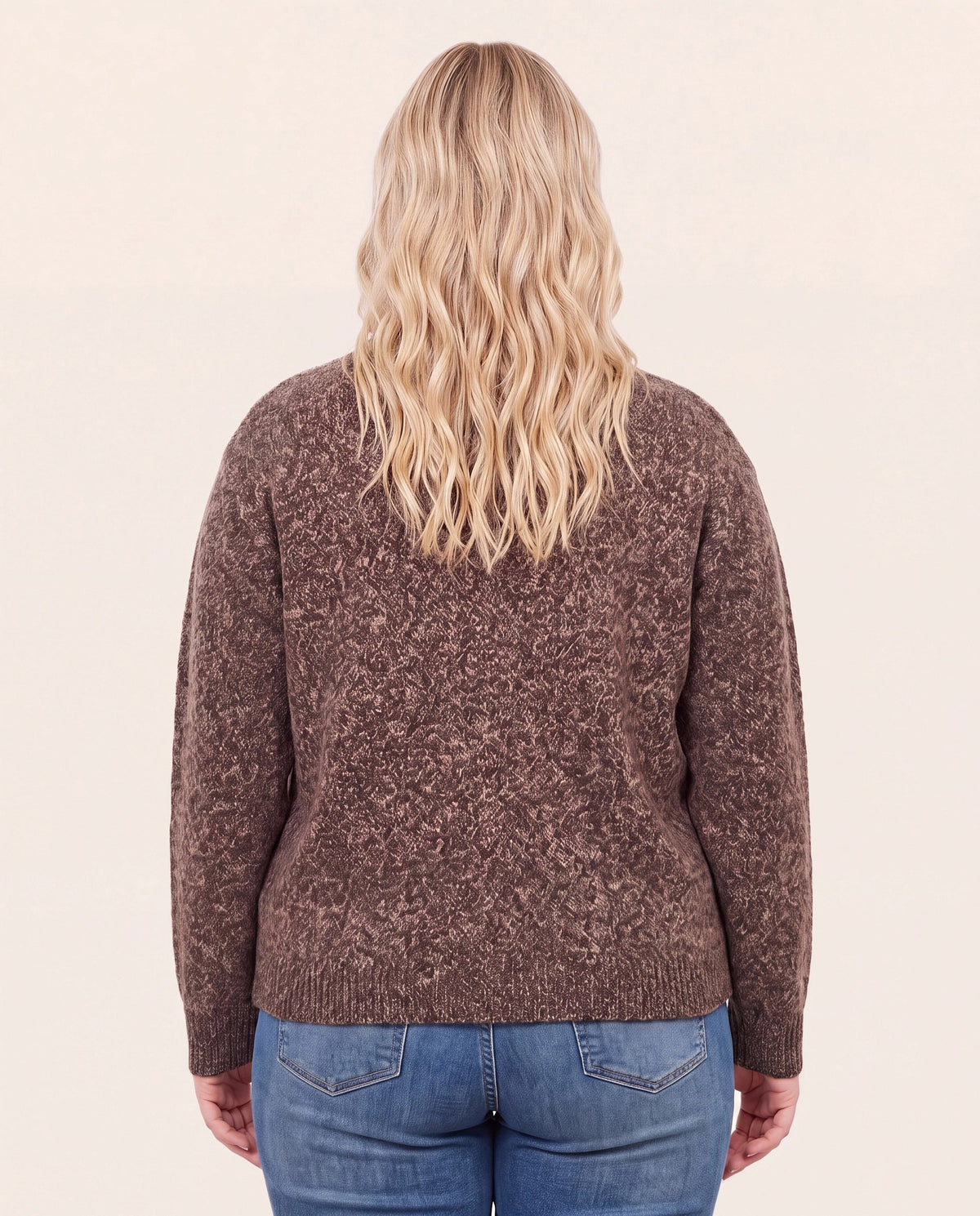Brown $|& Staccato Crew Neck Button Down Cardigan - Hanger Side