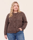 Brown $|& Staccato Crew Neck Button Down Cardigan - VOF Detail