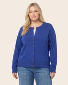Blue $|& Staccato Basic Crew Neck Button Down Cardigan - VOF Detail