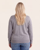 Heather Grey $|& Staccato Basic Crew Neck Button Down Cardigan - Hanger Side