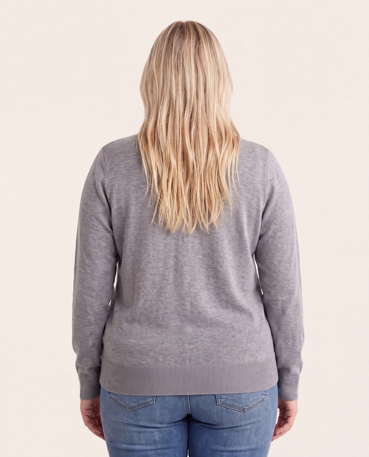 Heather Grey $|& Staccato Basic Crew Neck Button Down Cardigan - Hanger Side