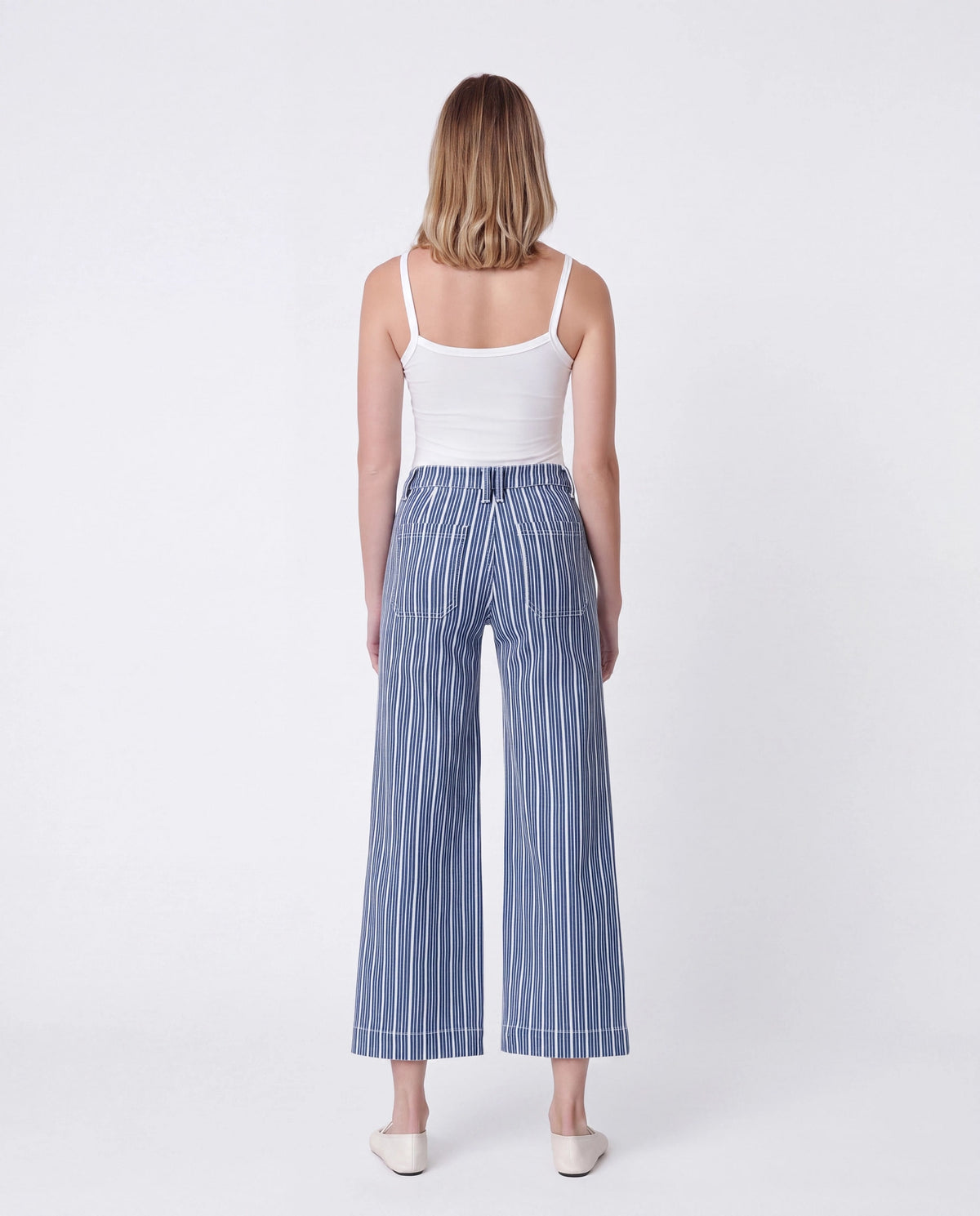 Stripe $|& Vervet High Rise Patch Pocket Wide Leg Jeans - Hanger Side