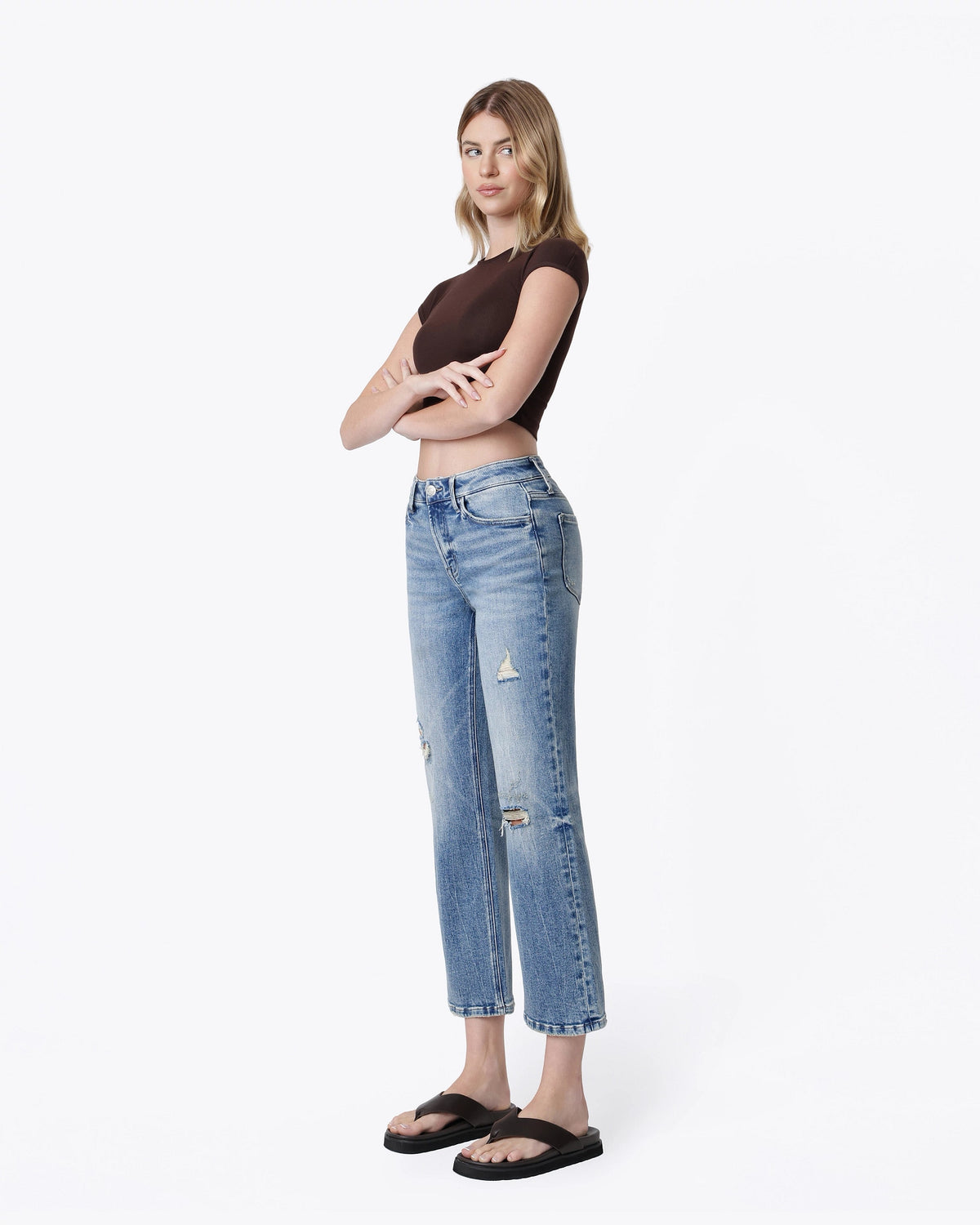 Soulful $|& Vervet High Rise Distressed Crop Straight - Hanger Front