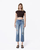 Soulful $|& Vervet High Rise Distressed Crop Straight - VOF Detail