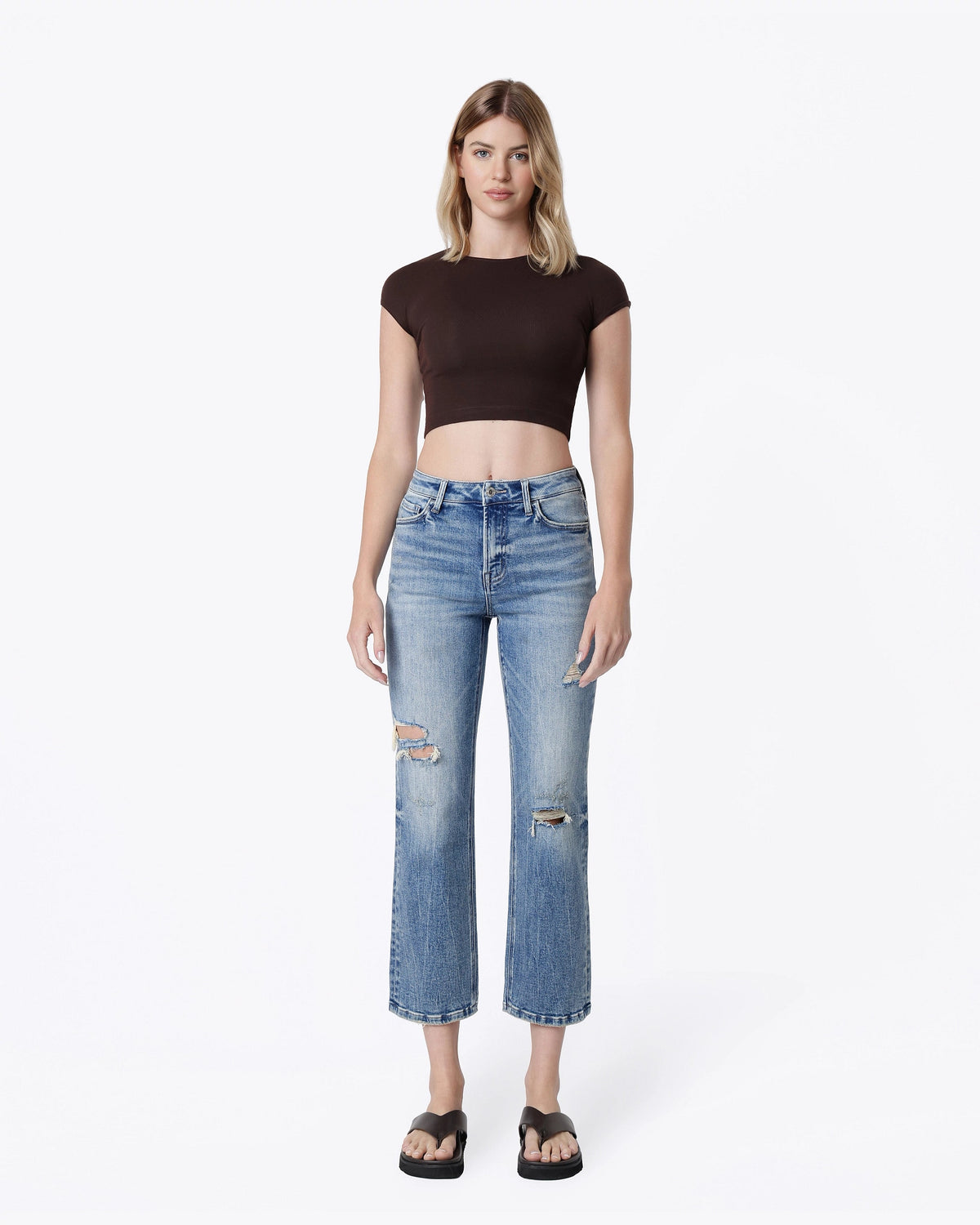 Soulful $|& Vervet High Rise Distressed Crop Straight - VOF Detail