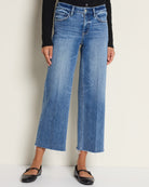 Butterflies $|& Flying Monkey Jeans Low Rise Cropped Wide Leg Jeans - SOF Front