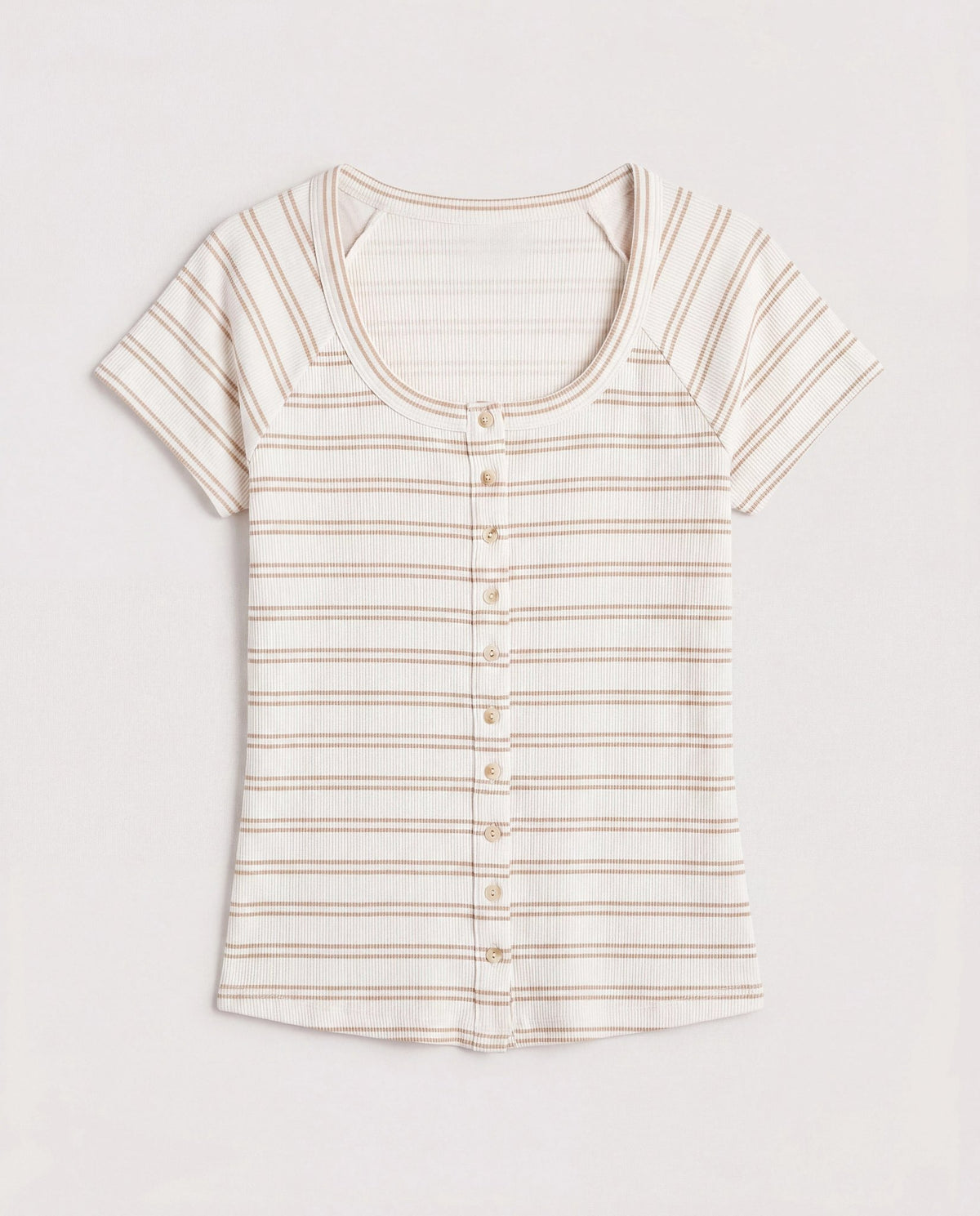 Taupe White $|& Thread & Supply Adina Stripe Top - Hanger Detail
