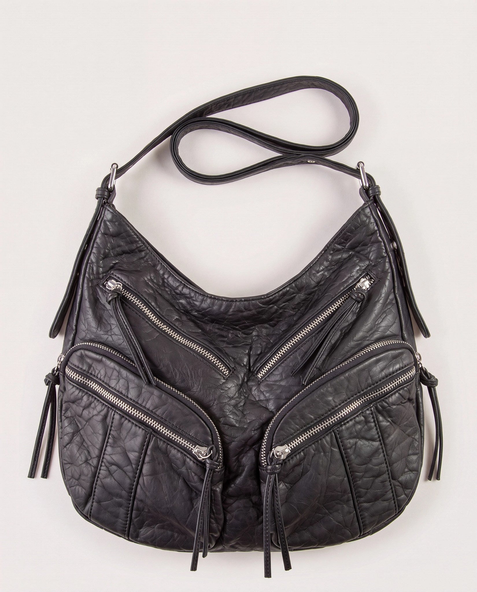 Black $|& Fame Accessories Multi Zipper & Pocket Handbag - Hanger Detail