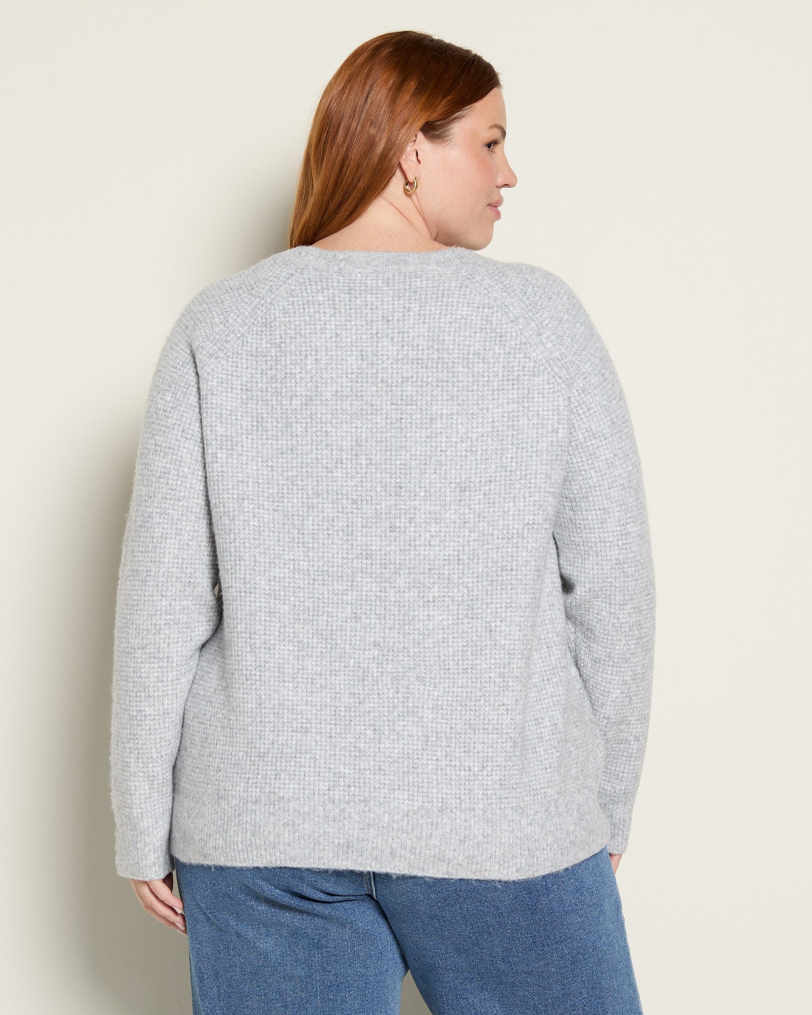 Light H. Grey $|& Bobeau Waffle Pullover - SOF Back