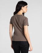 Latte Black Stripe $|& Thread & Supply Annie Stripe Tee - Hanger Side
