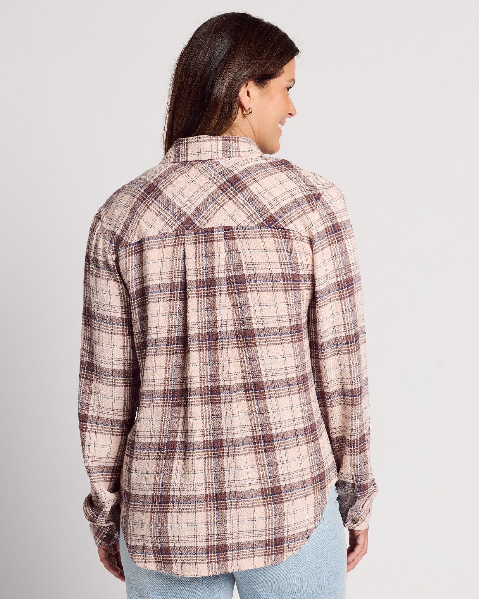 Blush Brown Multi Plaid $|& Thread & Supply Daphne Plaid Shirt - SOF Back