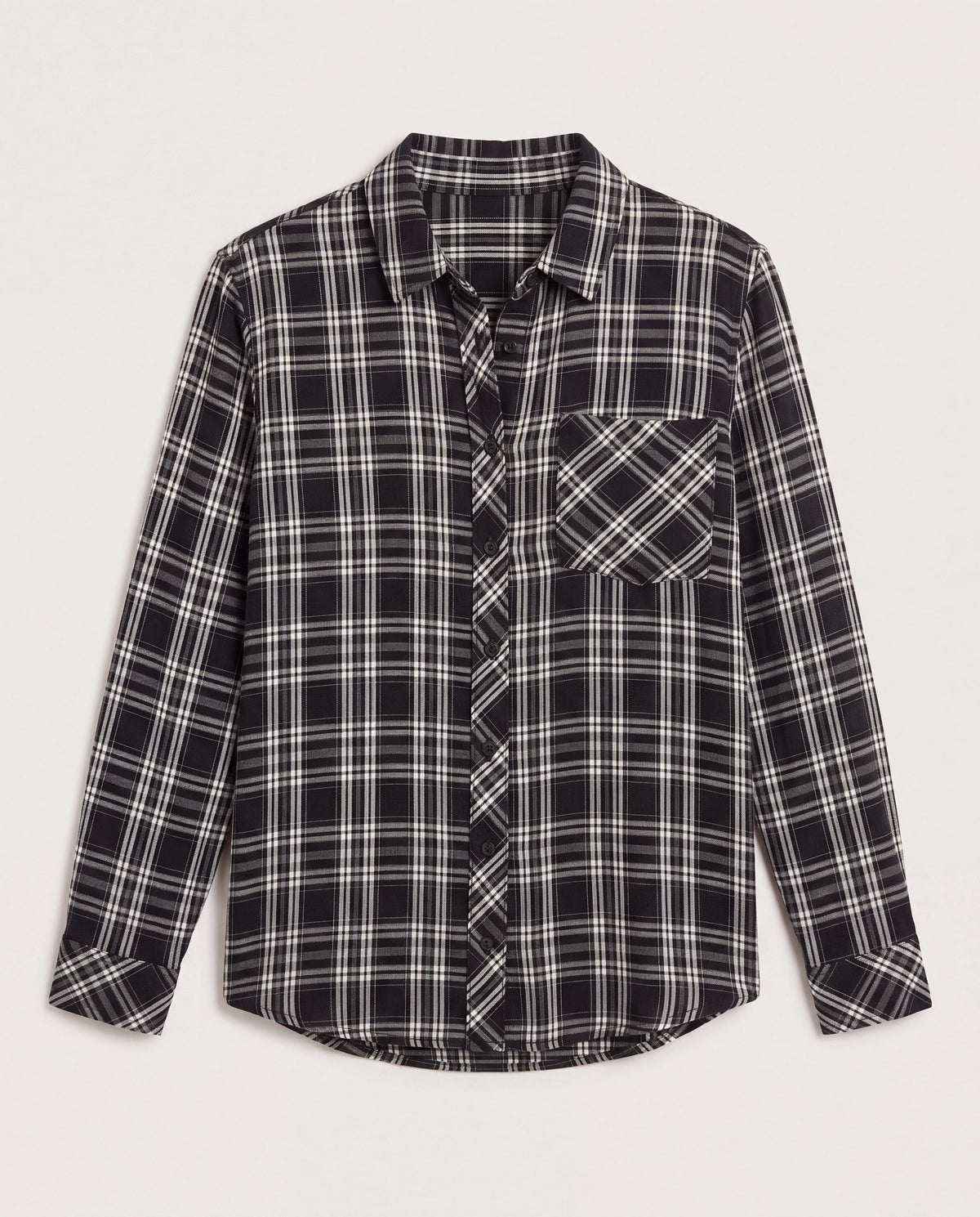Black Grey Plaid $|& Thread & Supply Radcliffe Plaid Shirt - Hanger Detail