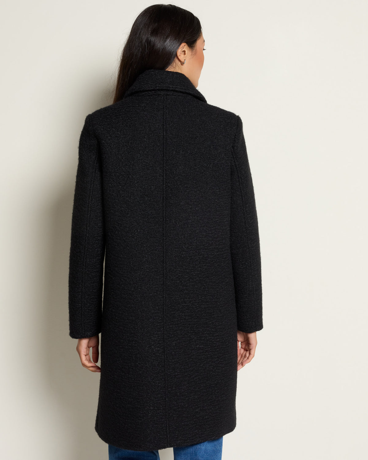 Black $|& Kenneth Cole Notch Collar Boucle Topper - SOF Back