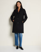 Black $|& Kenneth Cole Notch Collar Boucle Topper - SOF Front